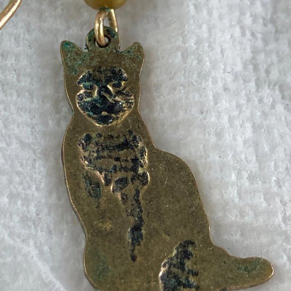 Cute vintage enamel and copper tone cats on dangle earrings - Picture 4 of 6